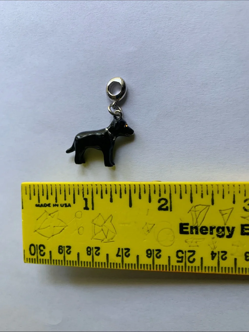 Black Enamel Dog Charm Pendant with Gold Eye